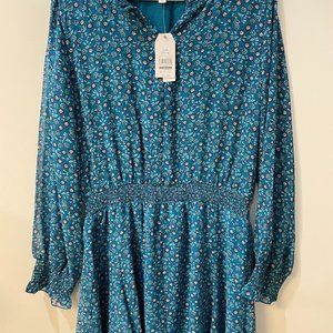 Time and Tru Handkerchief Hem Dress, Blue, Size Large 12/14 (NWT)